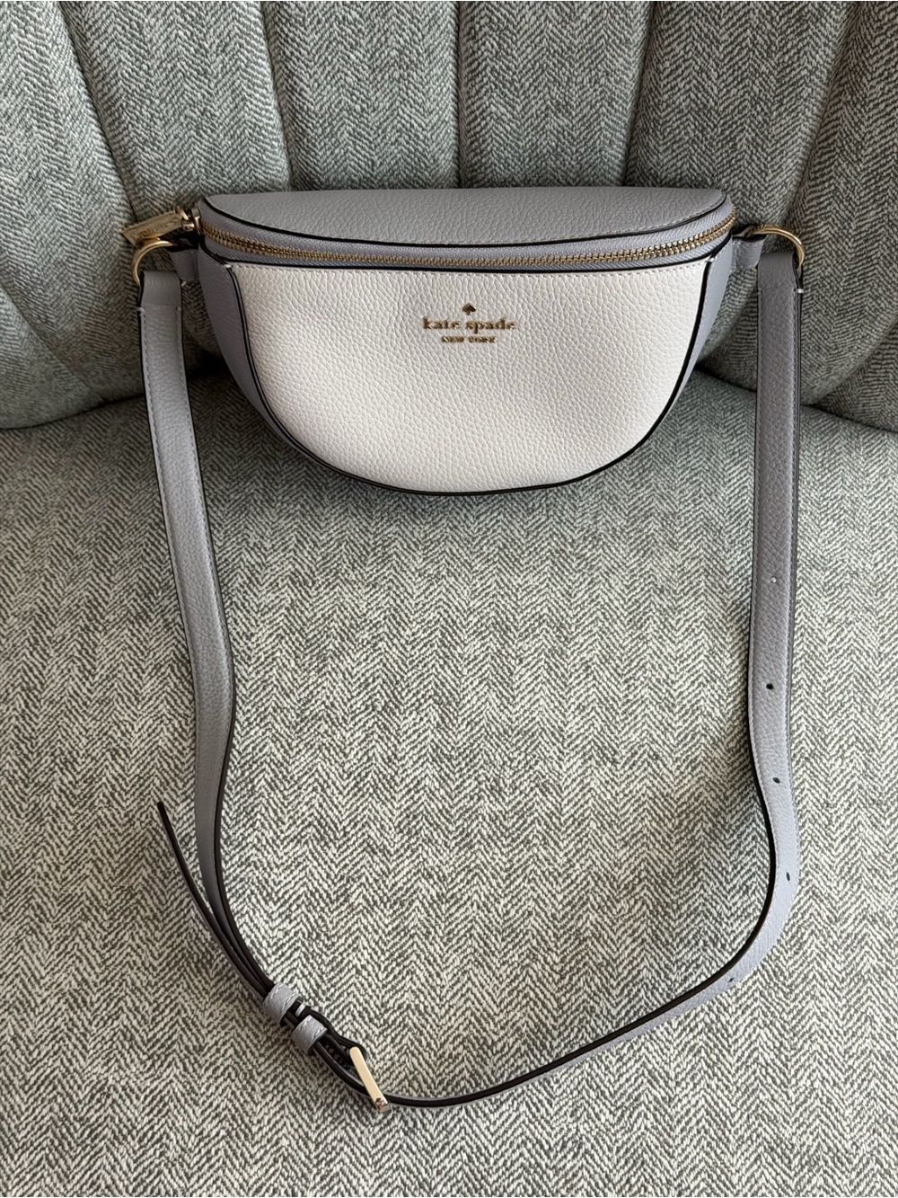 kate spade Two-Tone Gray & White Pebbled Leather Crossbody Belt Bag